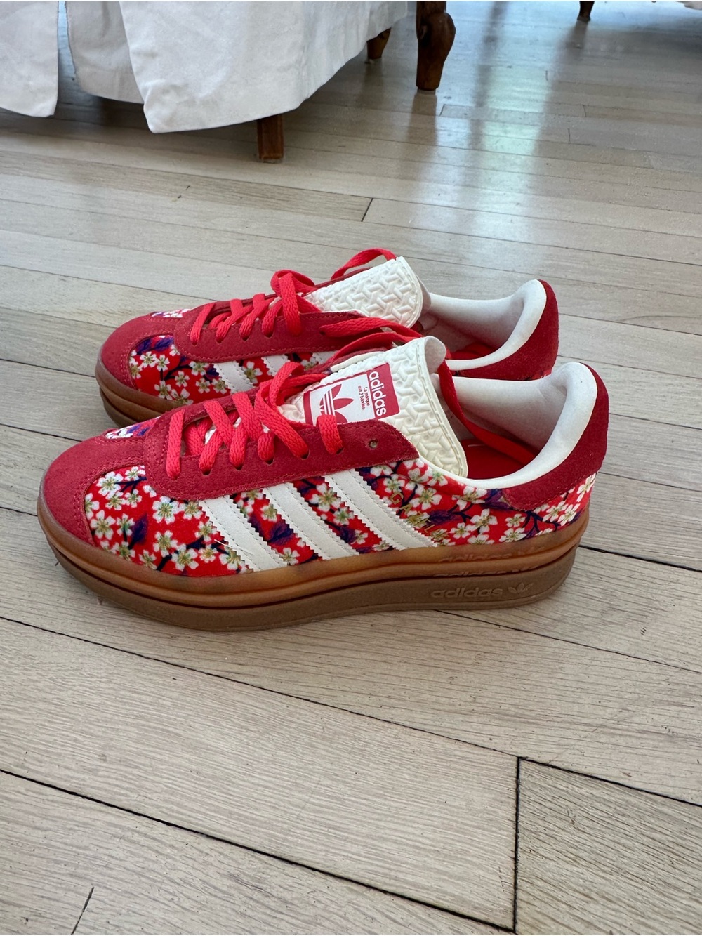 adidas Women’s Red Floral Sneakers - Picture 2 of 3